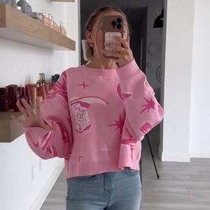 Back in the saddle pink sweater